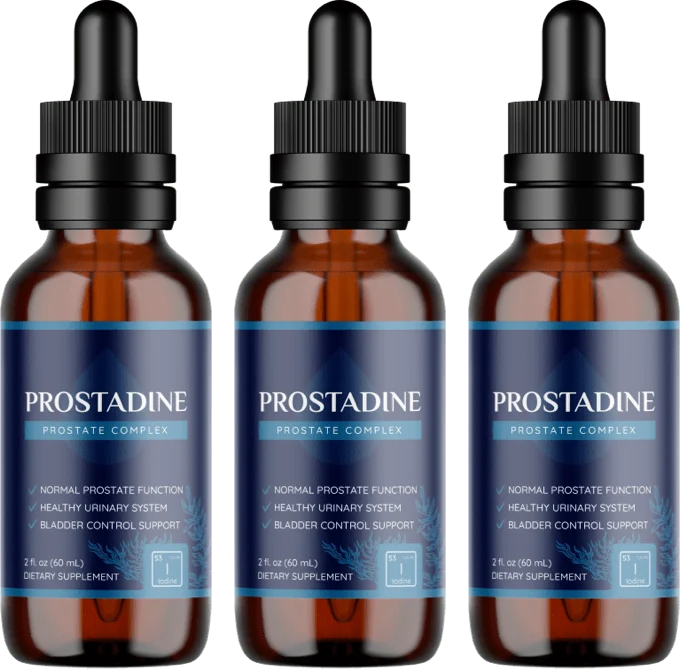Three dropper bottles of Prostadine prostate complex — 3-bottle package